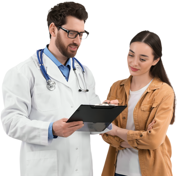 Doctor reviewing scan with patient